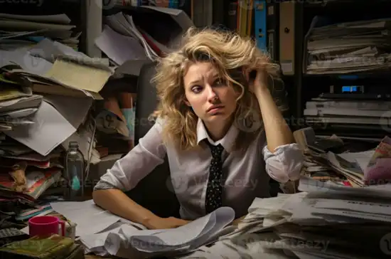 Busy manager at desk